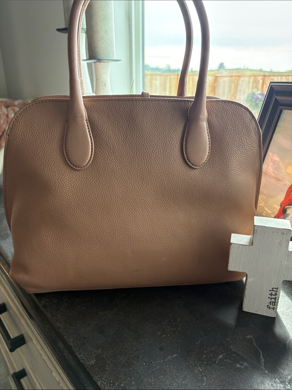 Vince Pebbled Dome Satchel - Beige Tan - Picture 9 of 10